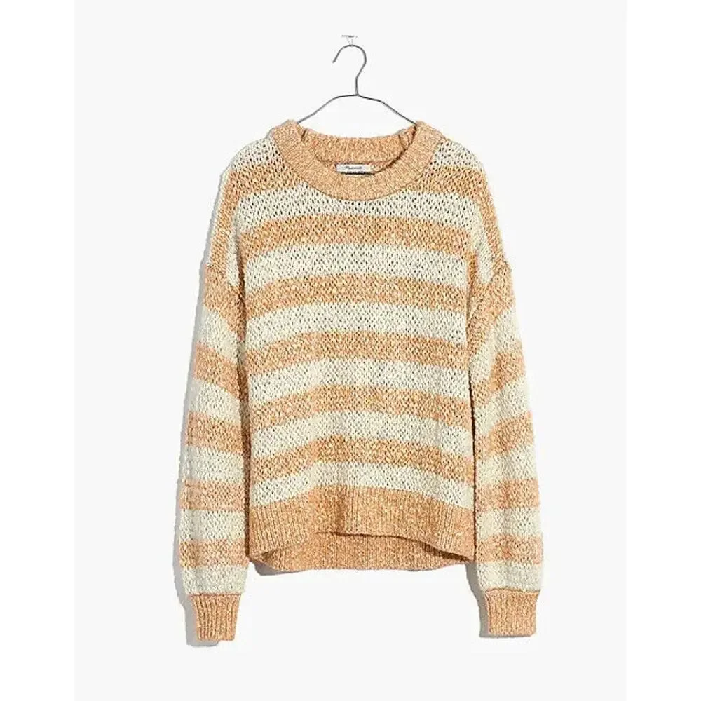 Madewell Baez Pullover Sweater Stripe Wool Alpaca Blend Size XL Oversized